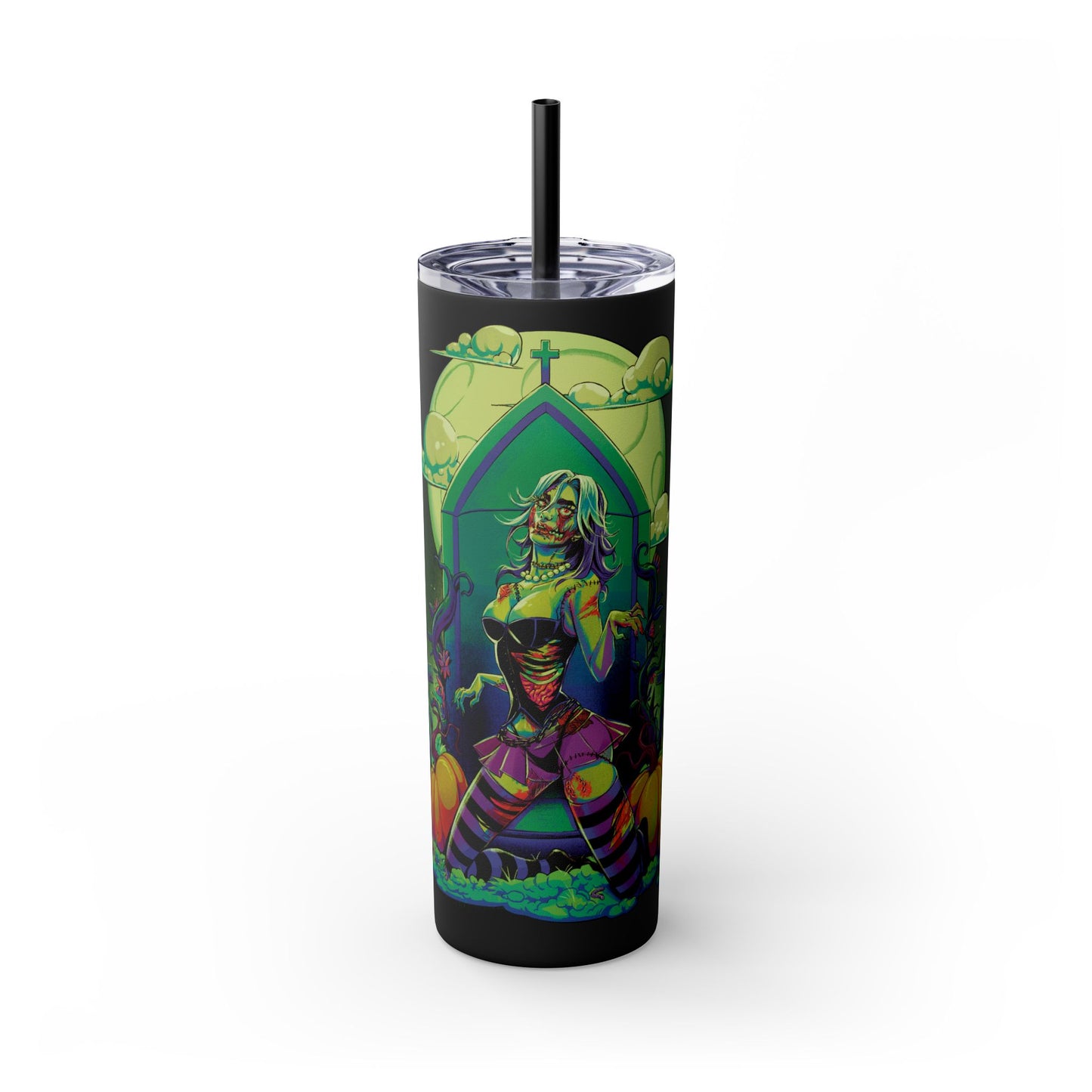 Nocturnal Nymphs - Zombie - Skinny Tumbler with Straw, 20oz