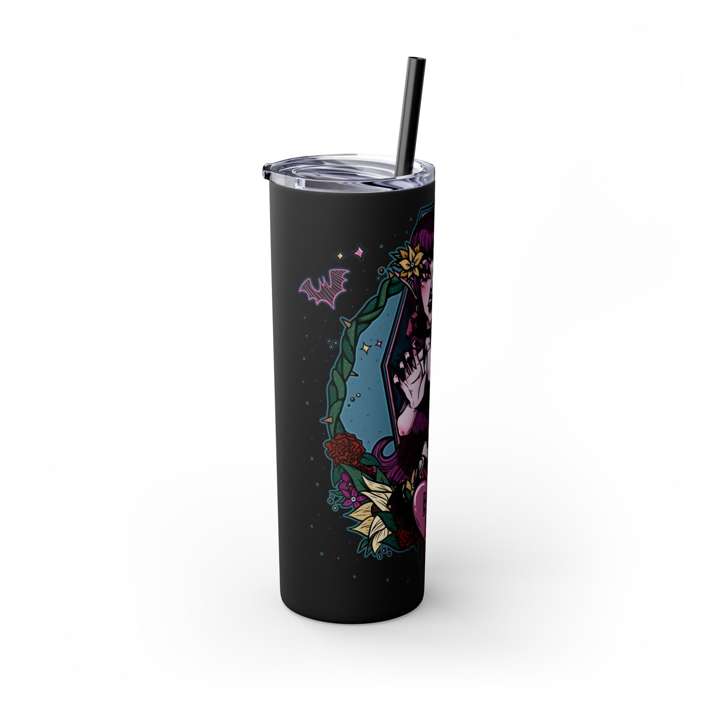 Bite Me Skinny Tumbler with Straw, 20oz