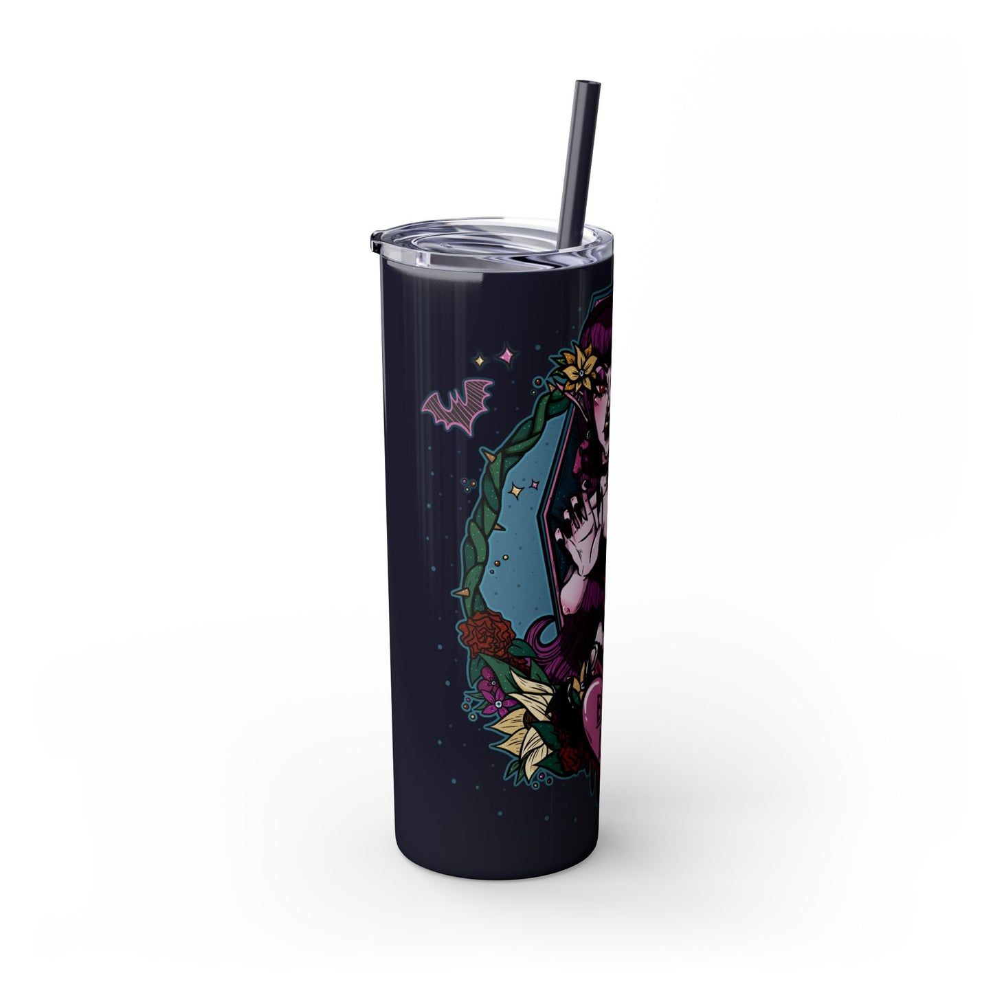 Bite Me Skinny Tumbler with Straw, 20oz