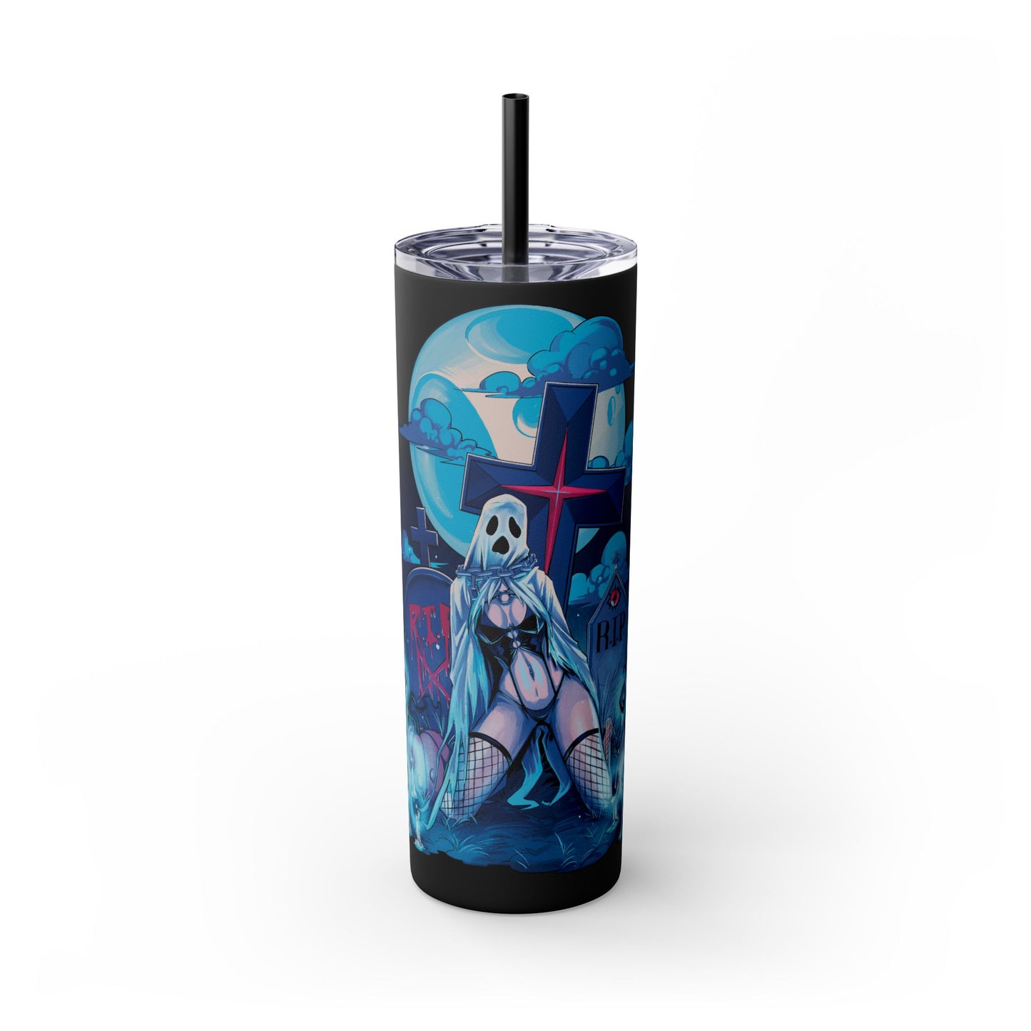 Nocturnal Nymphs - Ghost - Skinny Tumbler with Straw, 20oz