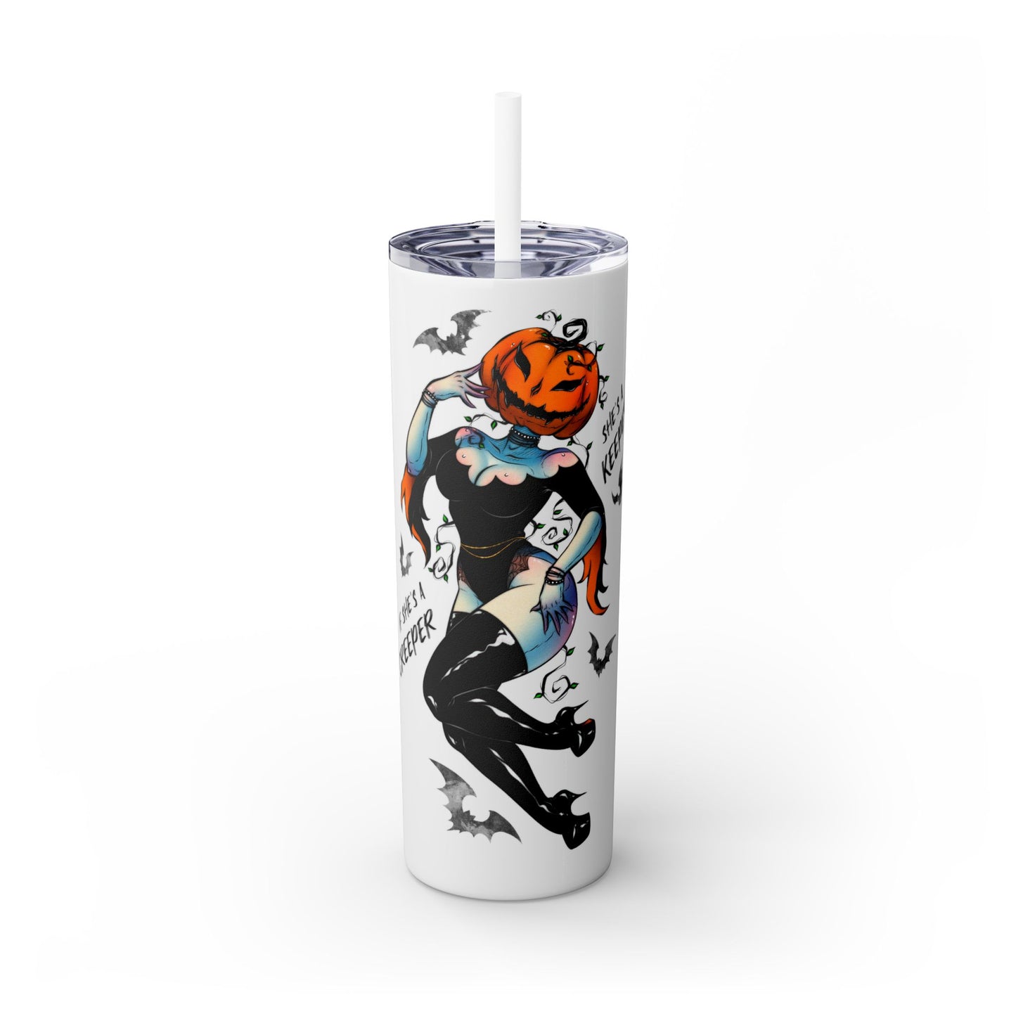 Nocturnal Nymphs Pumpkin Spice Skinny Tumbler with Straw, 20oz