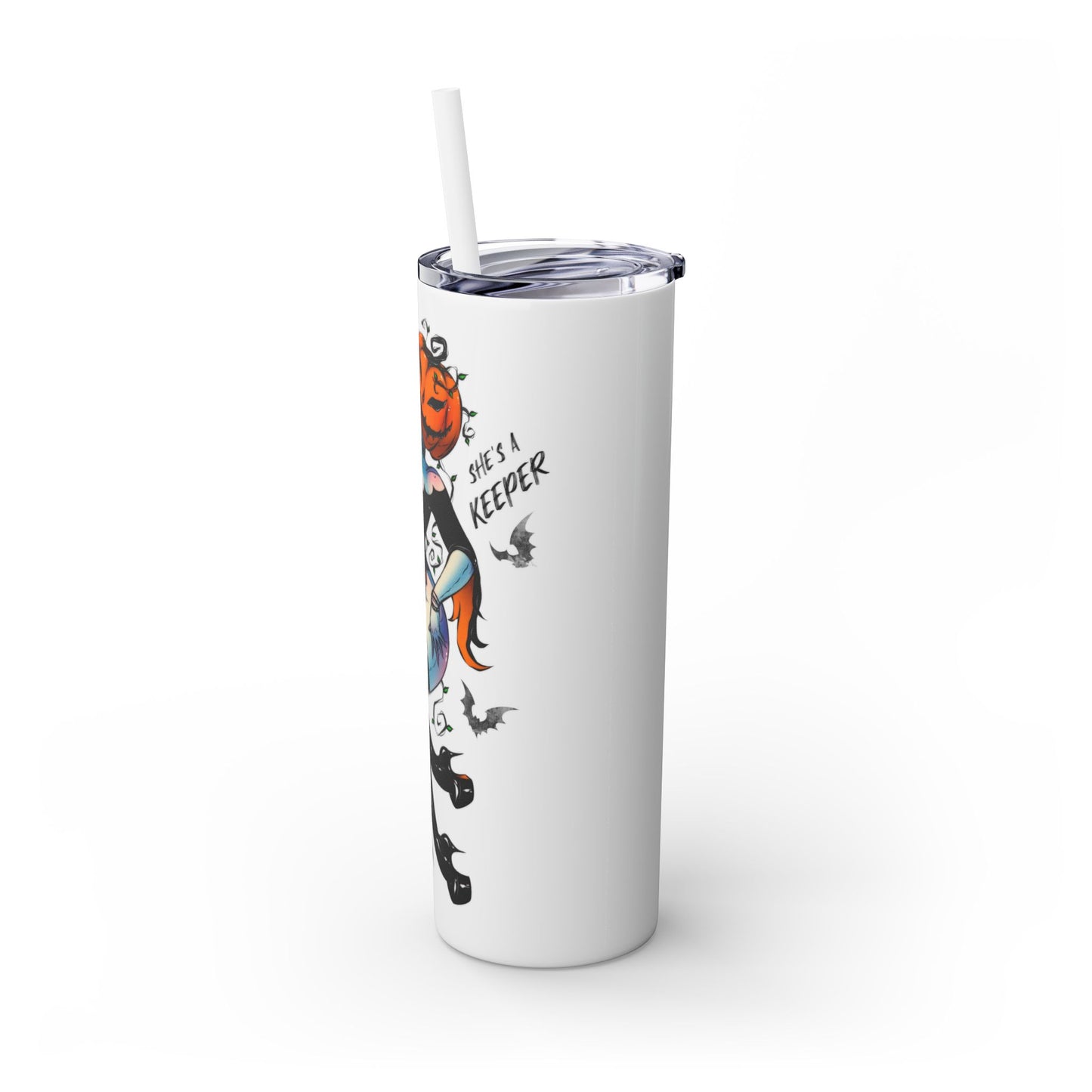 Nocturnal Nymphs Pumpkin Spice Skinny Tumbler with Straw, 20oz