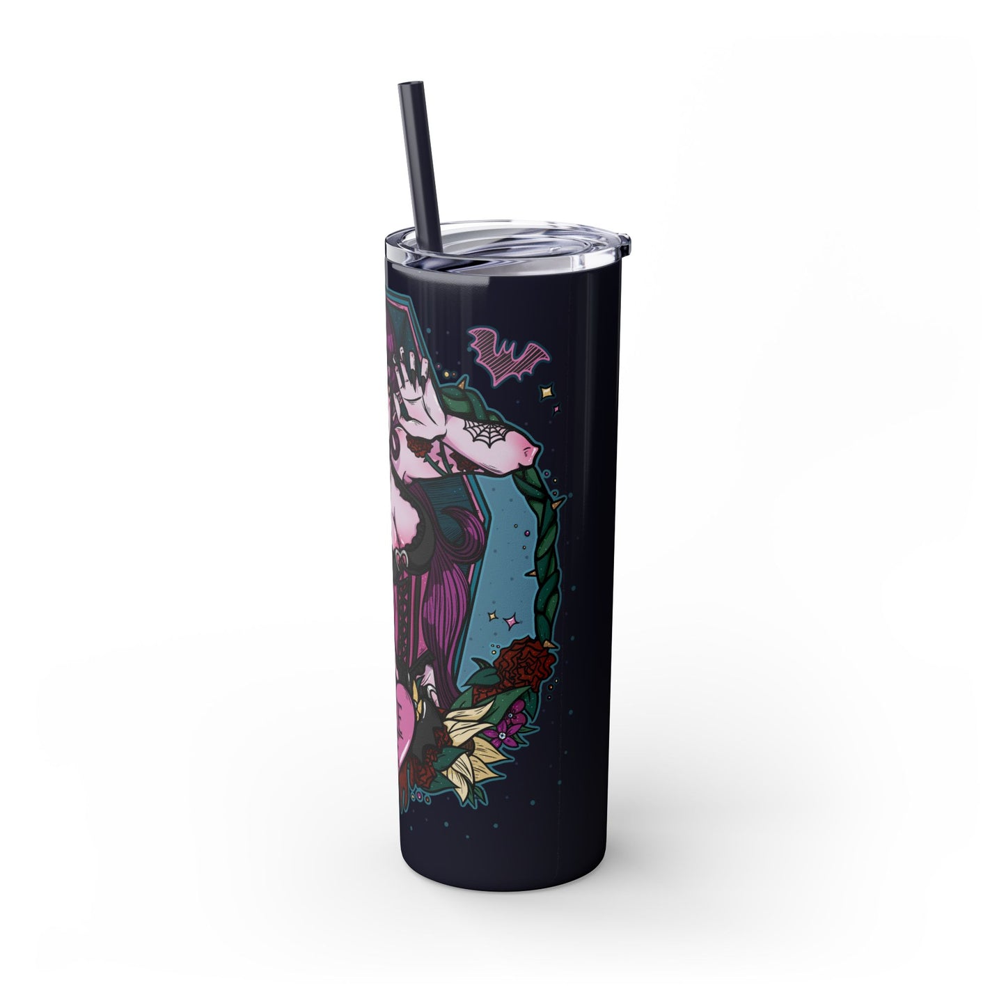 Bite Me Skinny Tumbler with Straw, 20oz