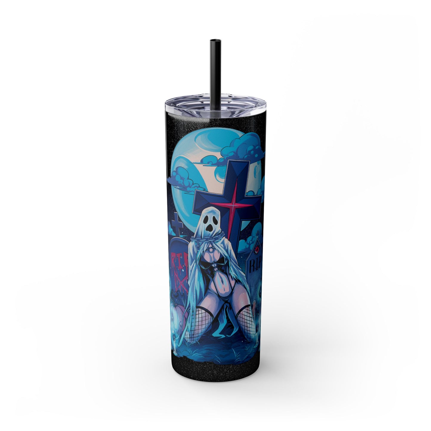 Nocturnal Nymphs - Ghost - Skinny Tumbler with Straw, 20oz