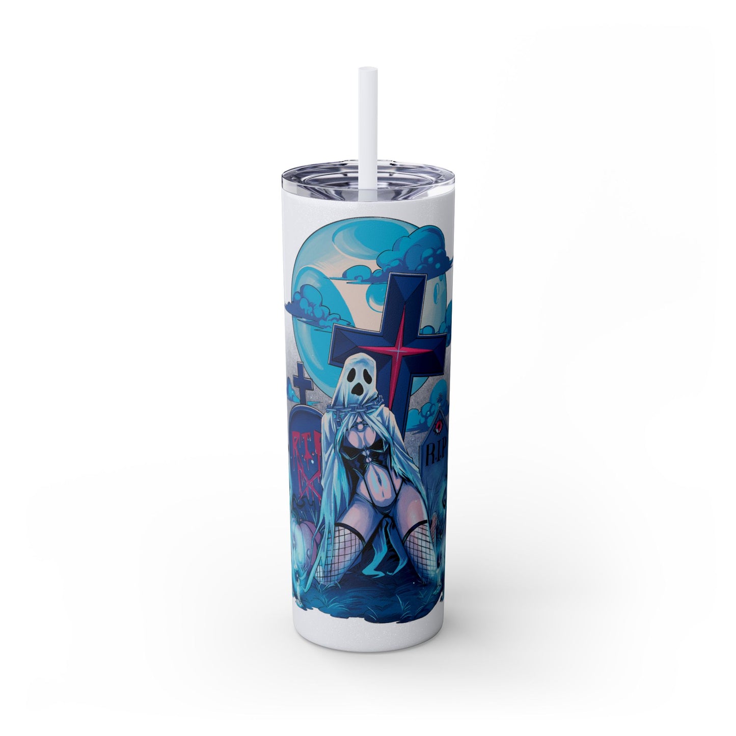 Nocturnal Nymphs - Ghost - Skinny Tumbler with Straw, 20oz