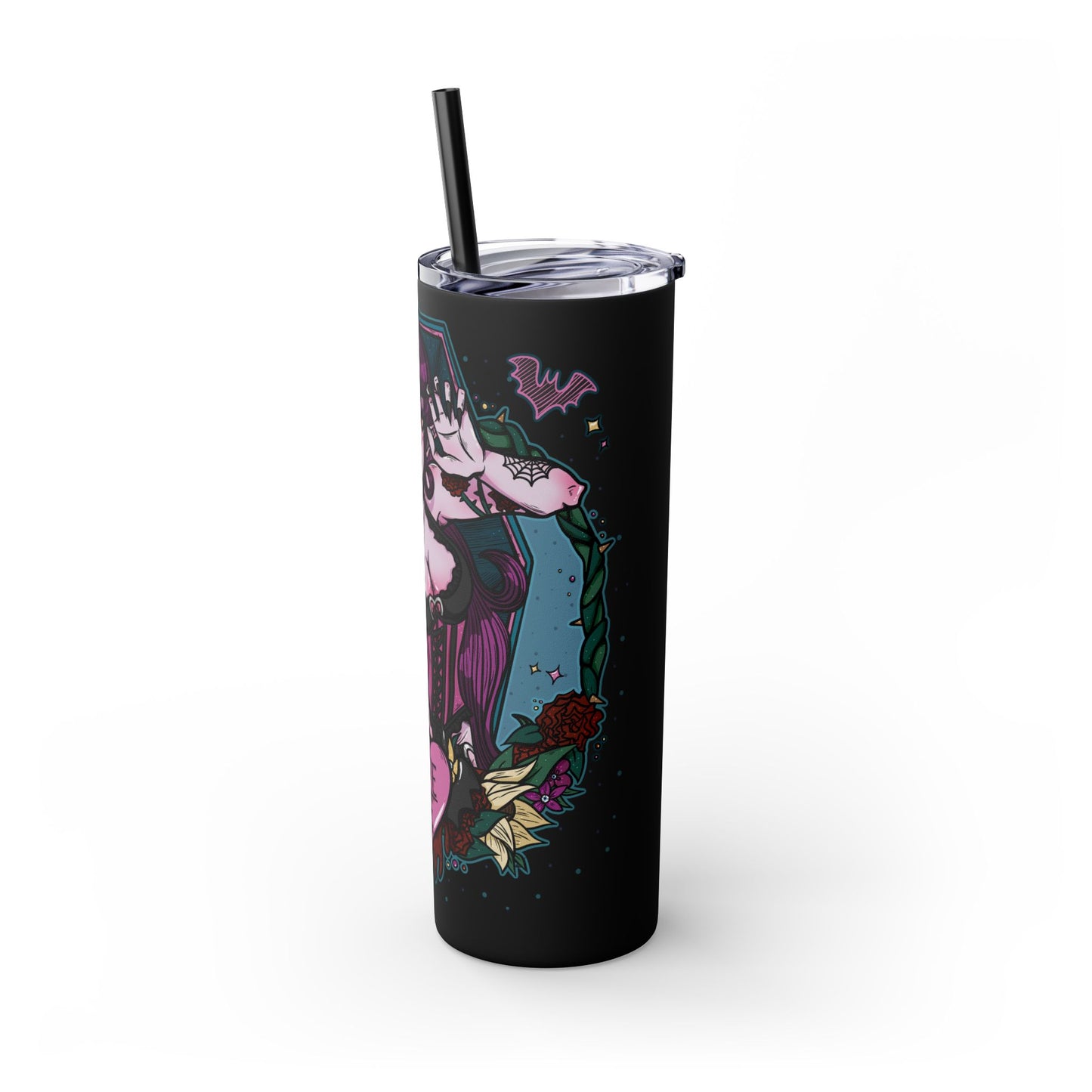 Bite Me Skinny Tumbler with Straw, 20oz